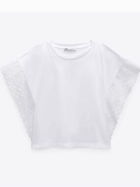 Zara Eyelet Trimmed Crop Tee